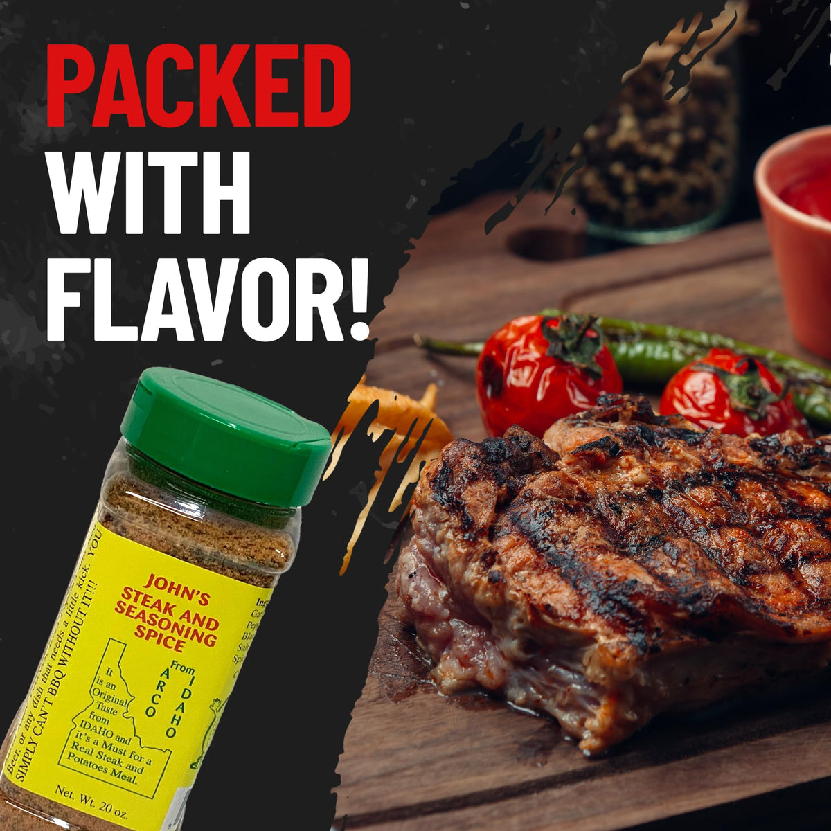 John's Steak and Seasoning Spice – Original Flavor, Gluten-Free & MSG-Free, Idaho-Made, 20 oz