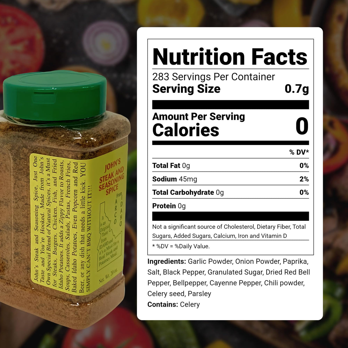 John's Steak and Seasoning Spice – Original Flavor, Gluten-Free & MSG-Free, Idaho-Made, 20 oz