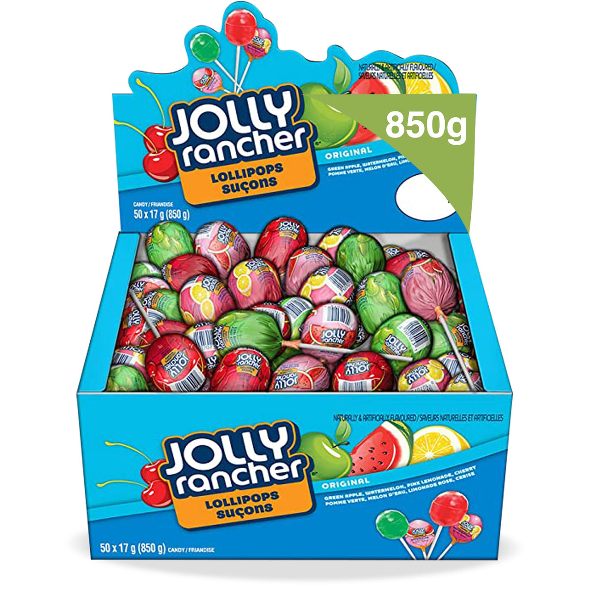 Jolly Rancher Assorted Lollipops – 850g Box (50 x 17g) | Canadian