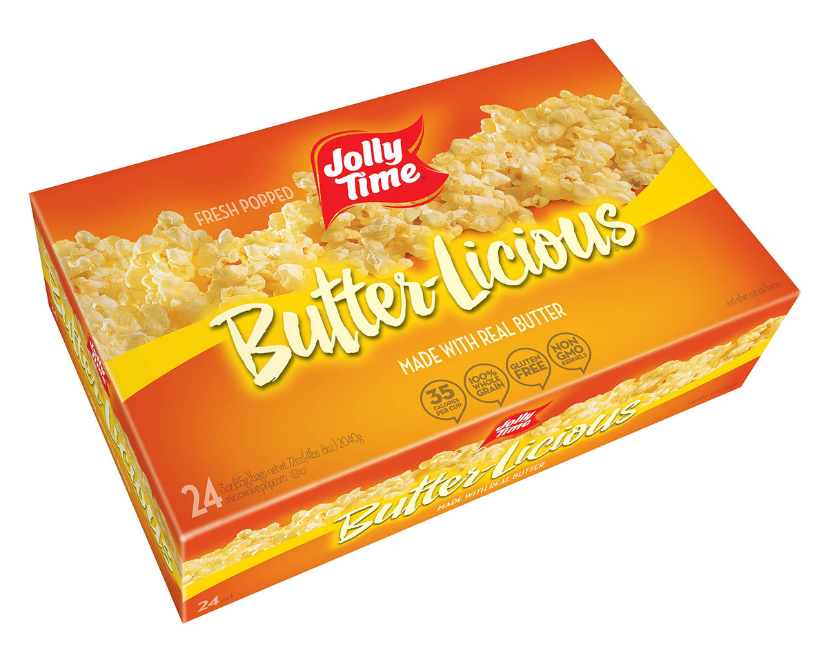 Jolly Time Butter-Licious Value Pack – Gluten Free Microwave Popcorn (24 Bags)