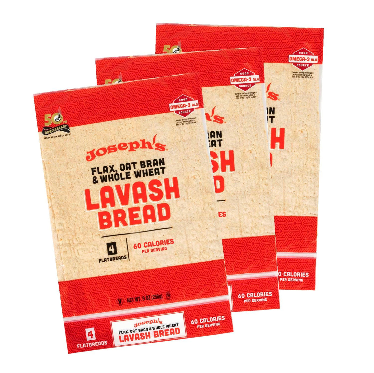 Joseph's Bakery Lavash Bread – Reduced Carb Flax Oat Bran & Whole Wheat (12 Count)