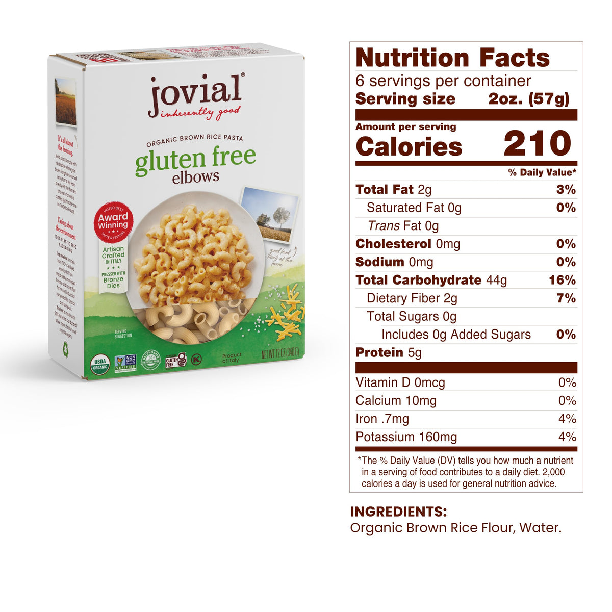 Jovial Brown Rice Pasta Variety Pack — Farfalle, Penne & Elbows – Gluten-Free, Organic, Made in Italy (3 x 12 oz)