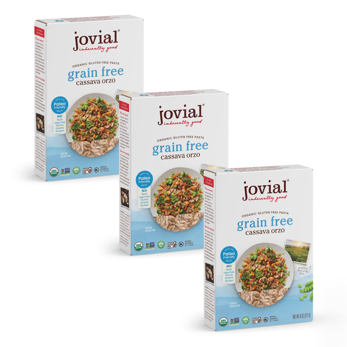 Jovial Grain-Free Cassava Orzo - Gluten-Free, Organic, High-Fiber Pasta (8 oz) 3 Pack