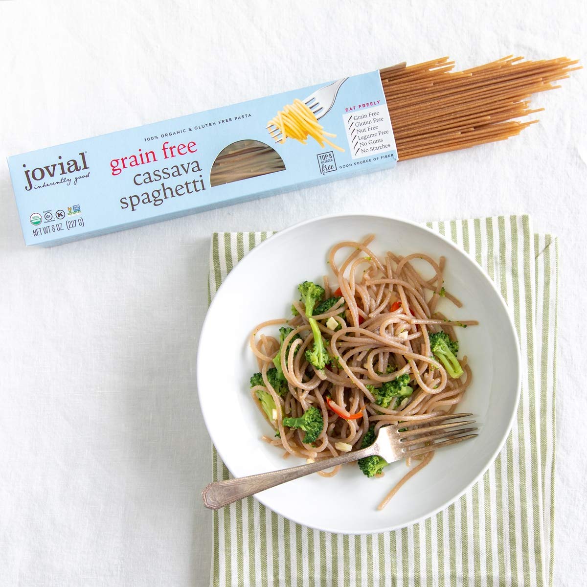 Jovial Grain-Free Cassava Spaghetti – Gluten Free Pasta, Organic, 3-Pack (8 oz each)