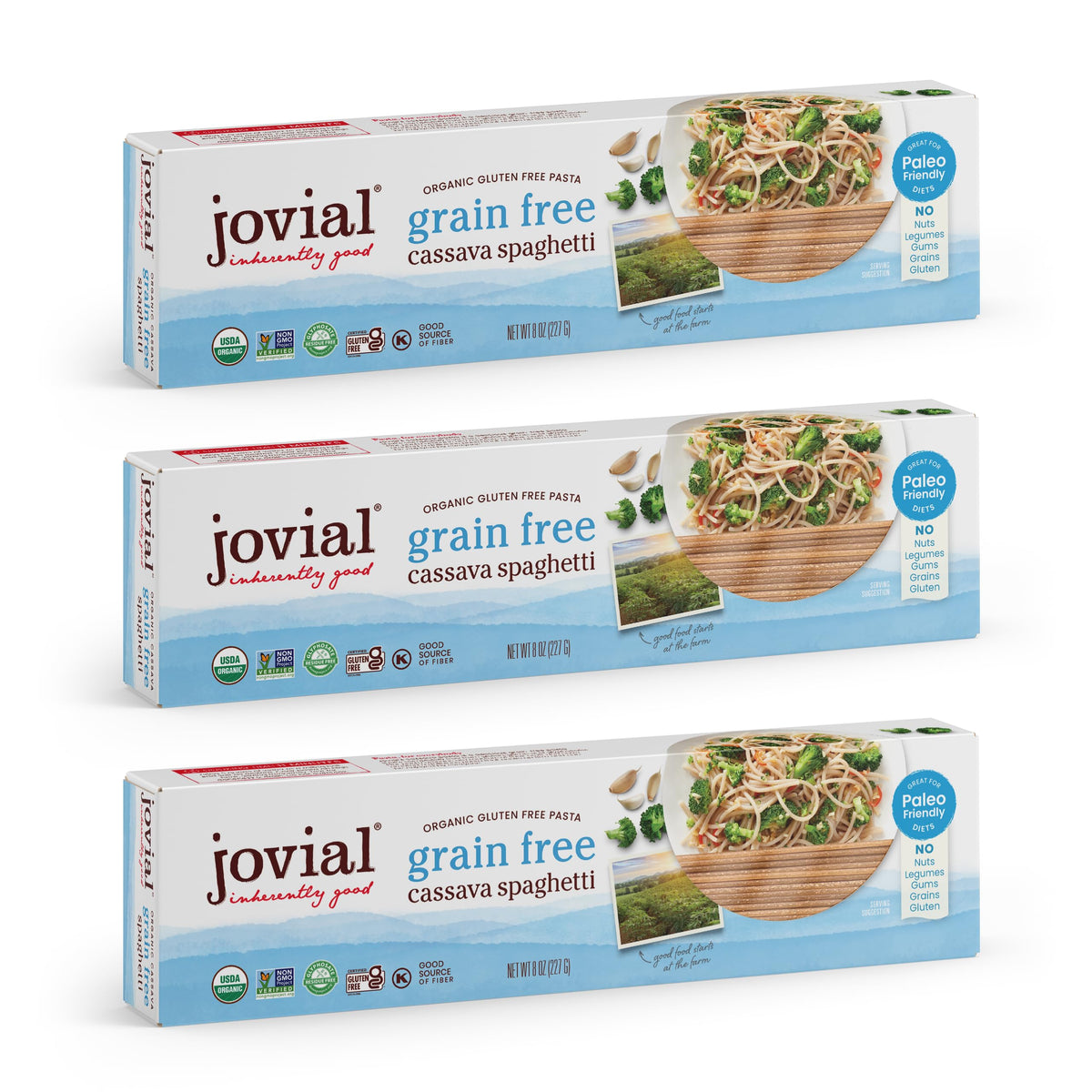 Jovial Grain-Free Cassava Spaghetti – Gluten Free Pasta, Organic, 3-Pack (8 oz each)