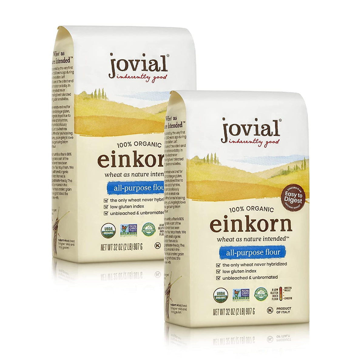 Jovial Organic Einkorn Flour, 32 oz (2 Pack) – Premium Ancient-Grain Baking