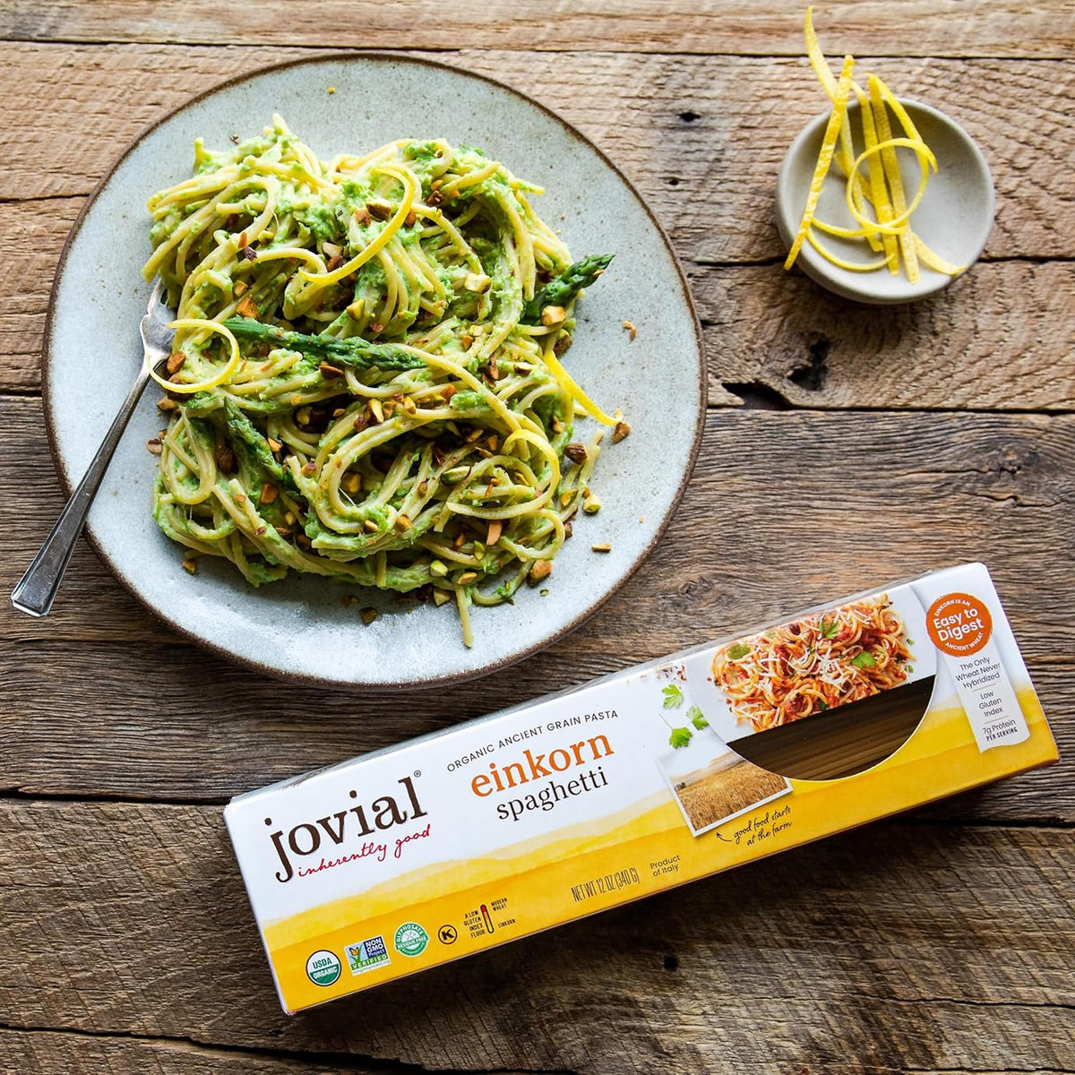 Jovial Einkorn Organic Spaghetti Pasta - Thin Spaghetti Noodles, 7 g Protein per Serving, USDA Organic, Non GMO - 12 Ounce, Pack of 3