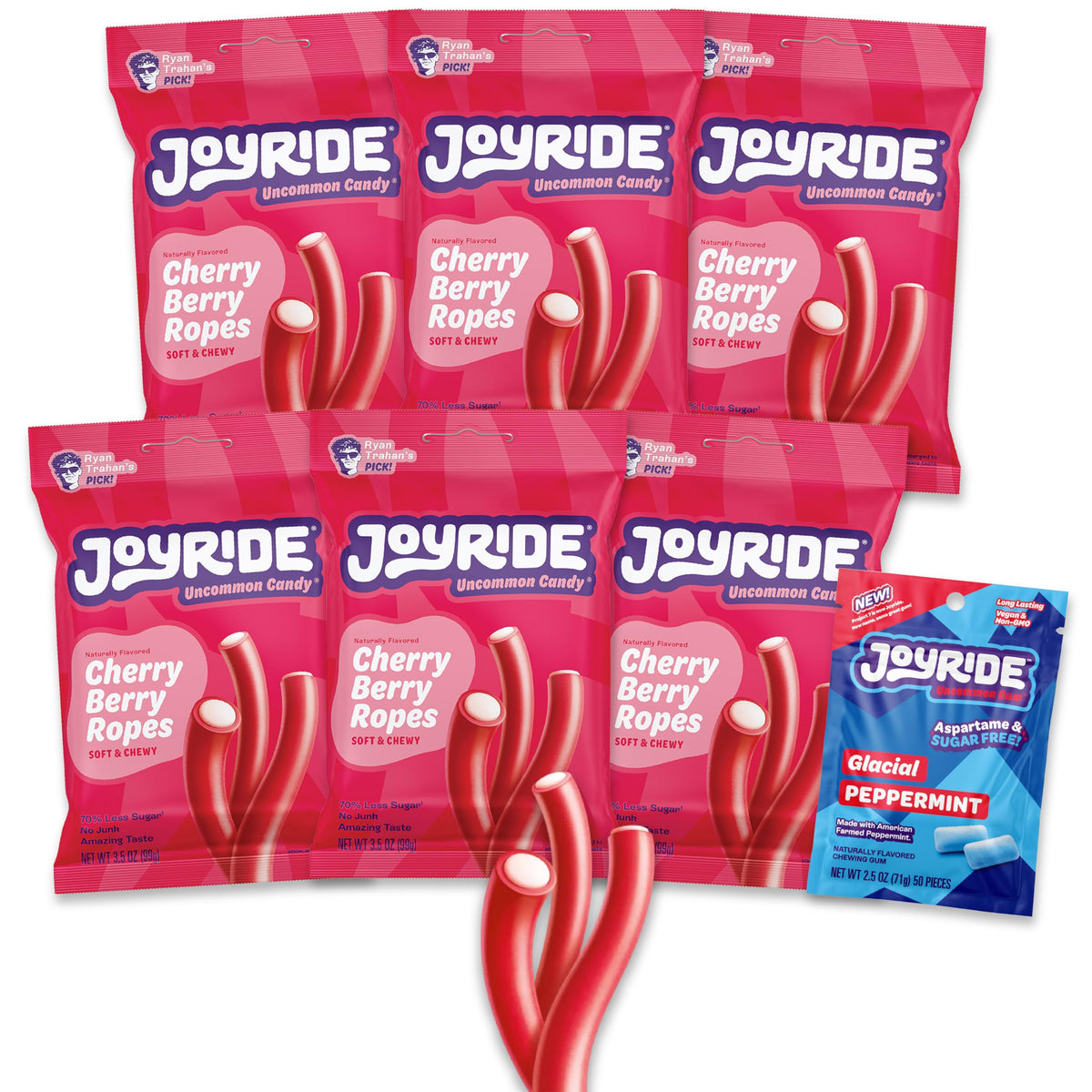 JOYRIDE Cherry Berry Ropes Bundle – 7-Item Low Calorie Snack Pack with Cherry Flavor