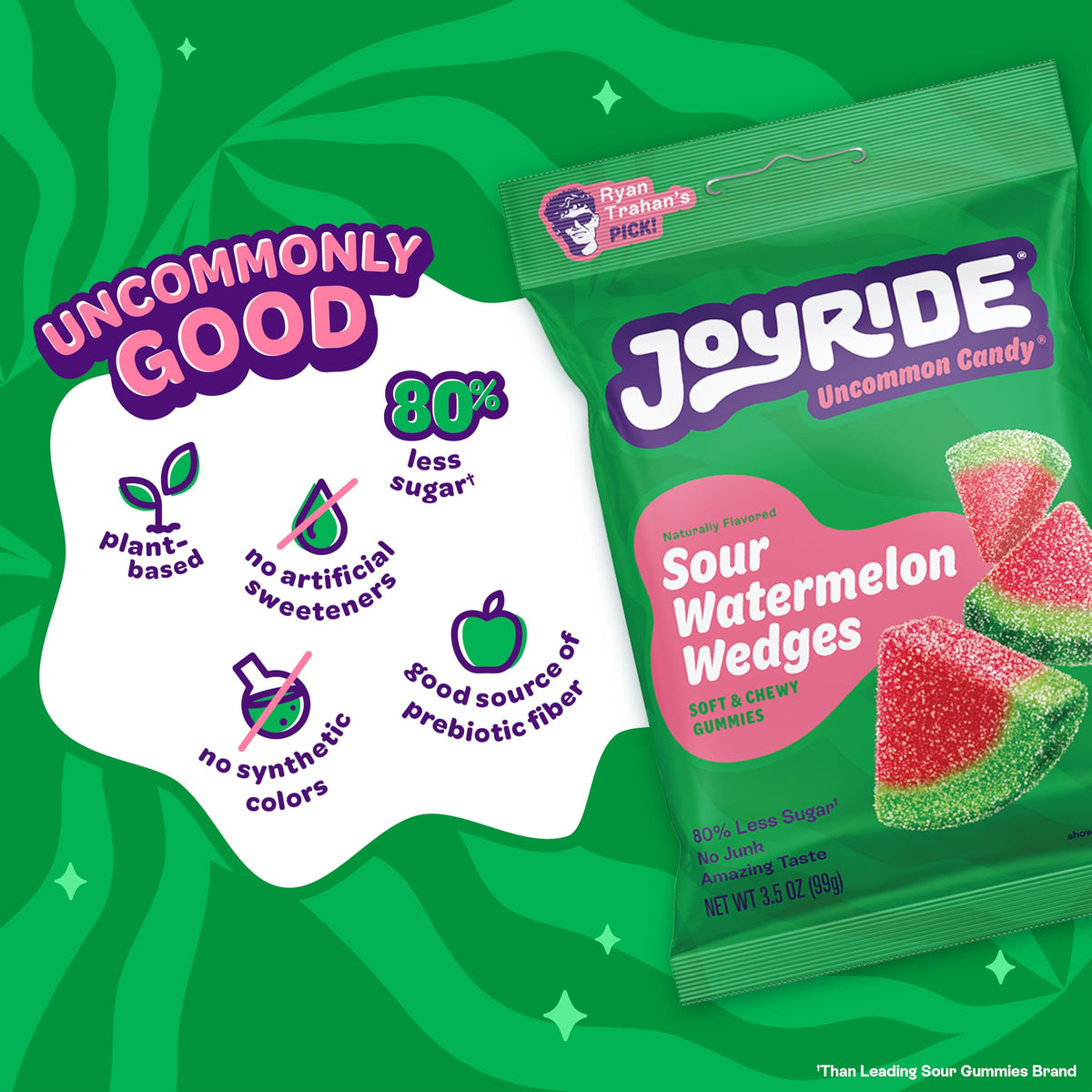 JOYRIDE Sour Watermelon Wedges + Peppermint Gum Bundle – 6x3.5oz + 2.5oz Low Sugar