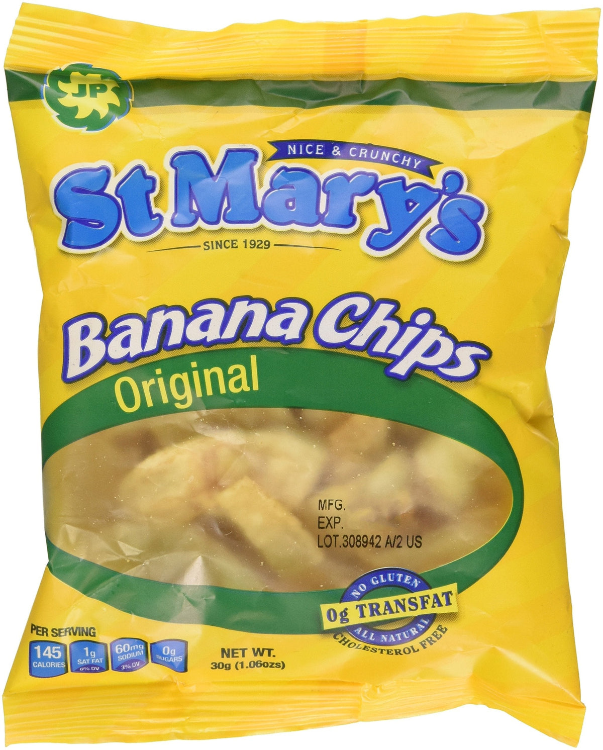 St Mary's Banana Chips 1.06 oz - 24 Pack | JP tropical Food