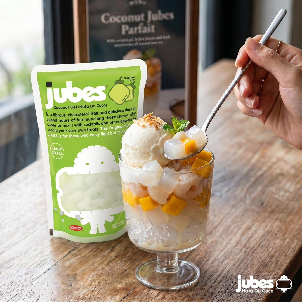 Jubes Pandan Nata De Coco Jelly Cubes (12.7 oz, Pack of 6) – Pandan Coconut Jelly for Boba & Desserts
