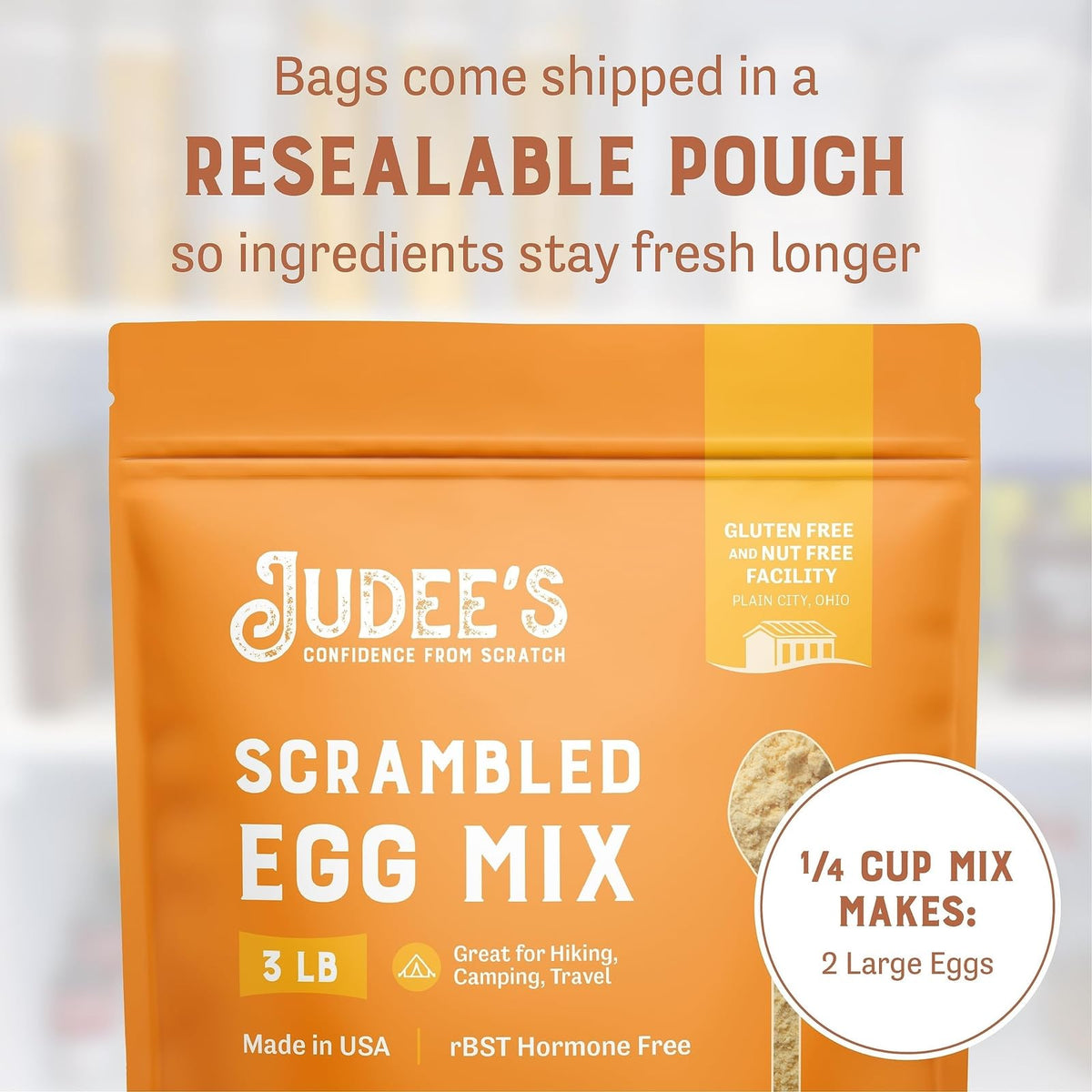 Judee's Gluten Free Scrambled Egg Mix – Quick Prep, Camping & Baking, 3 lb