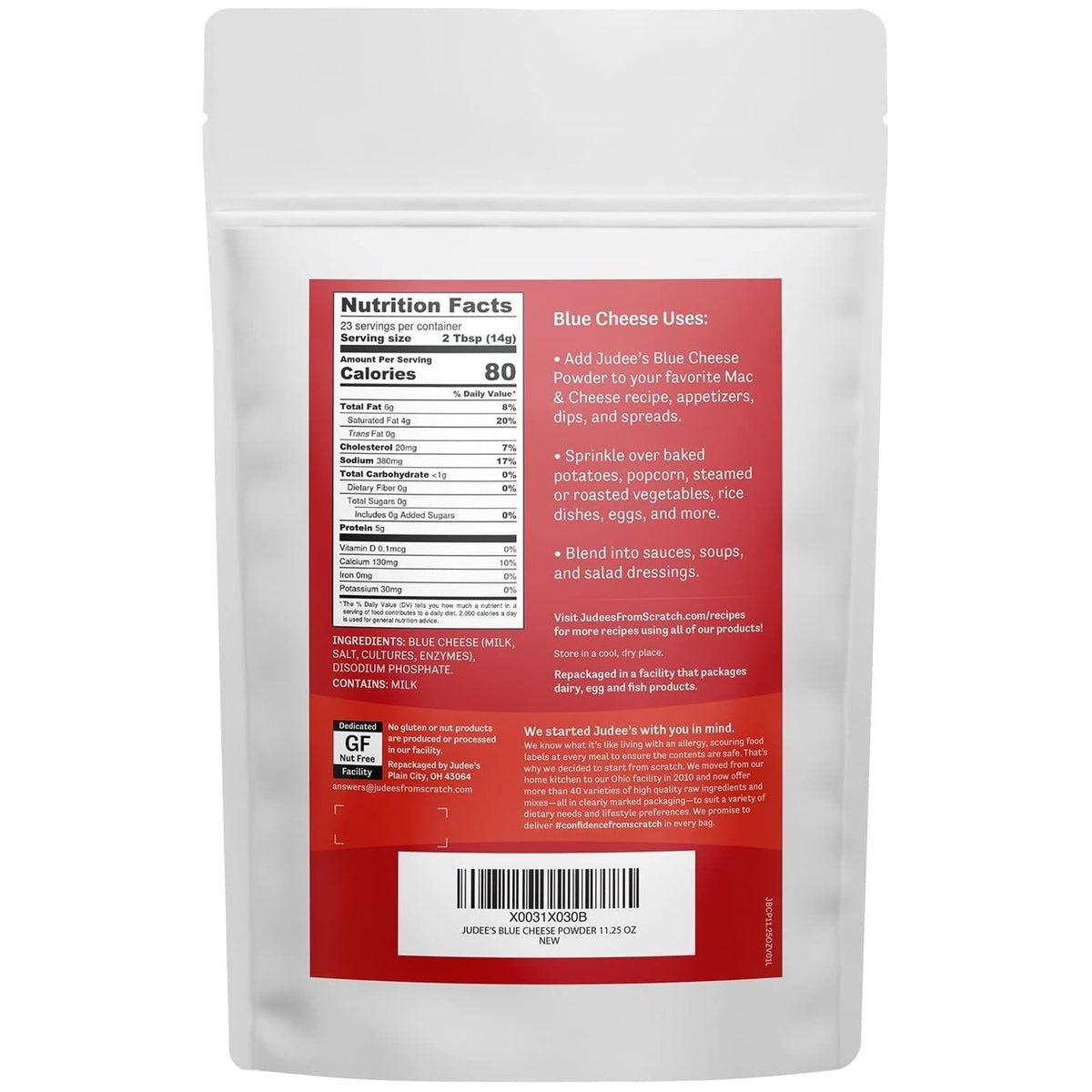 Judee's Blue Cheese Powder 11.25 oz – Gluten-Free & Nut-Free, Great for Dressings, Dips & Seasonings – Made in USA