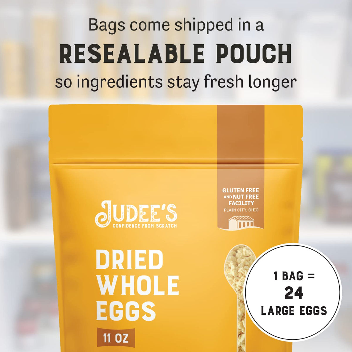 Judee's Gluten Free Dried Whole Egg Powder - Versatile Baking & Camping Protein, 11 oz