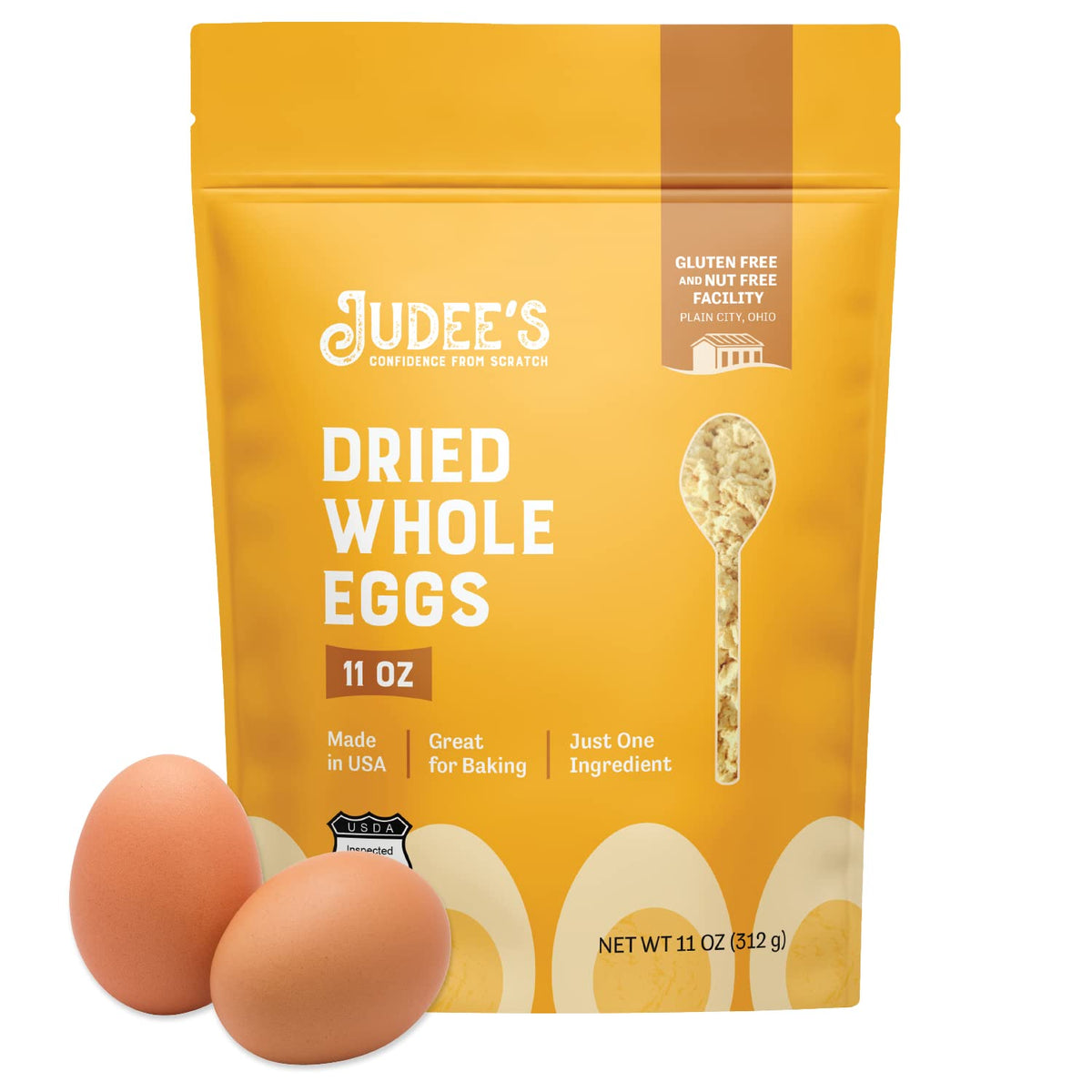 Judee's Gluten Free Dried Whole Egg Powder - Versatile Baking & Camping Protein, 11 oz