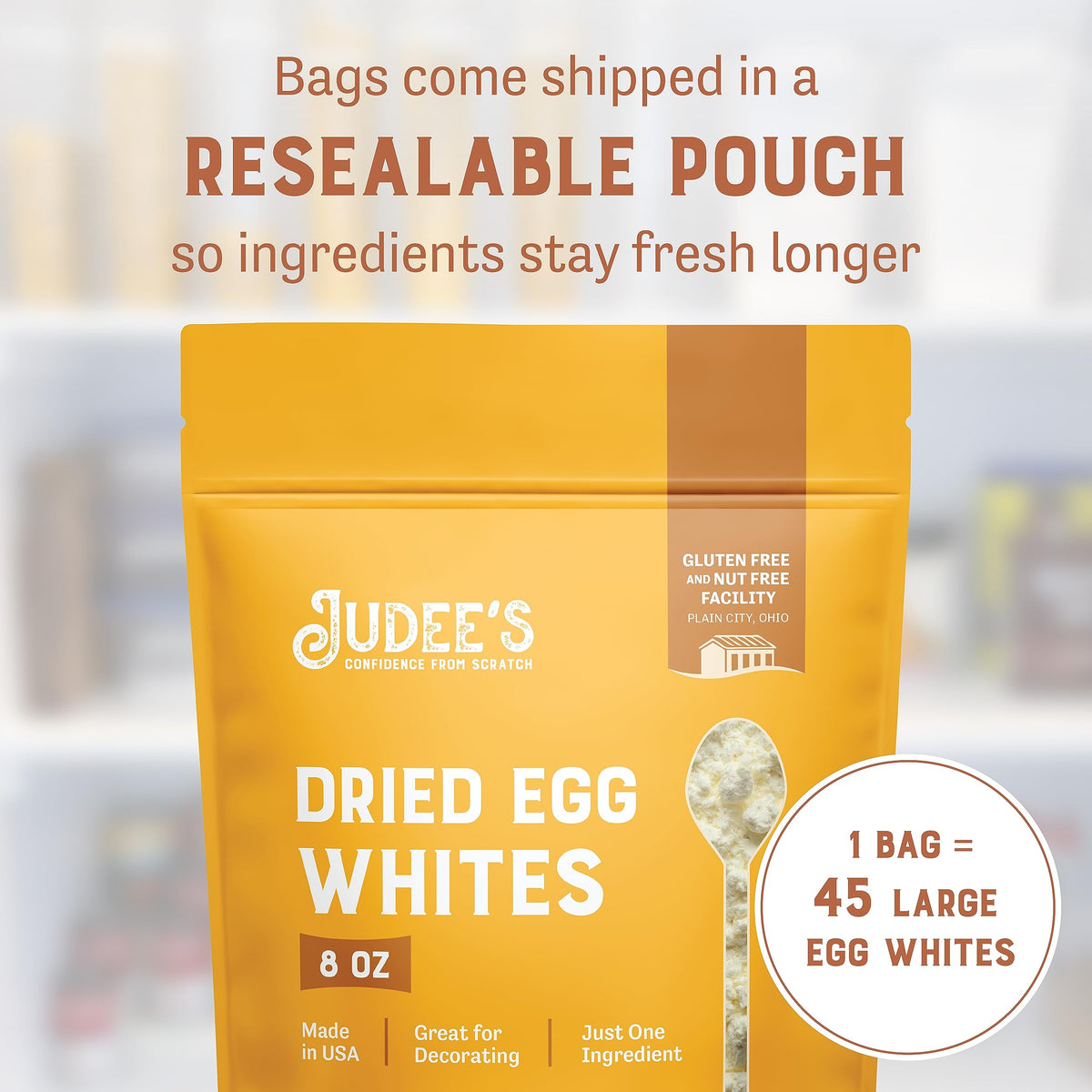 Judee's Gluten Free Dried Egg White Protein Powder – Pasteurized & Non-GMO, 8 oz