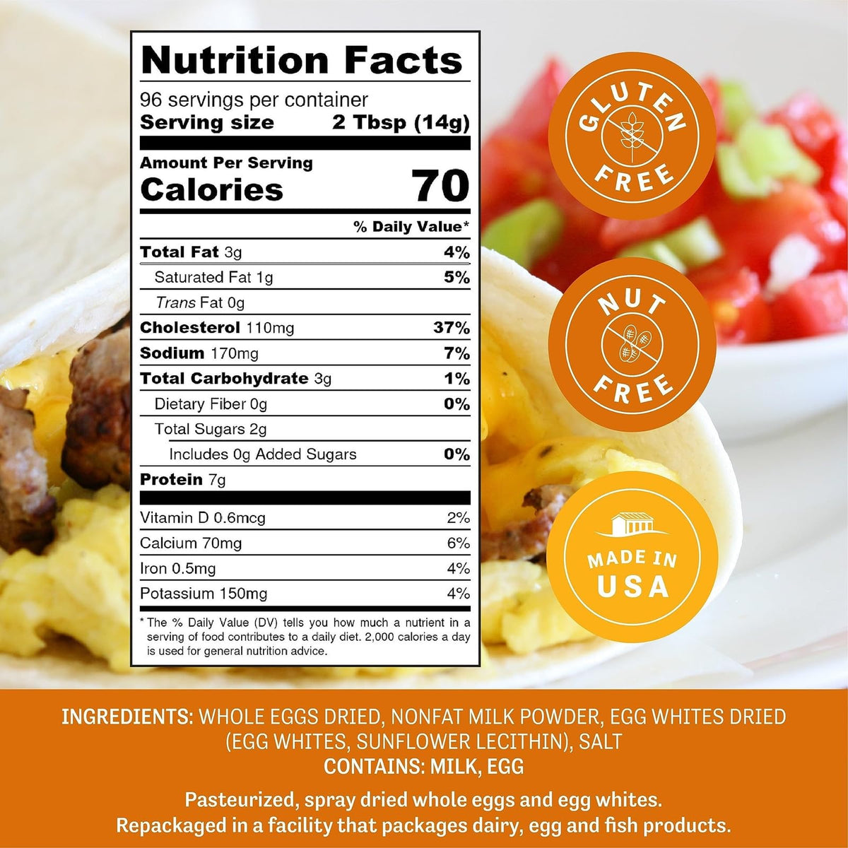 Judee's Gluten Free Scrambled Egg Mix – Quick Prep, Camping & Baking, 3 lb