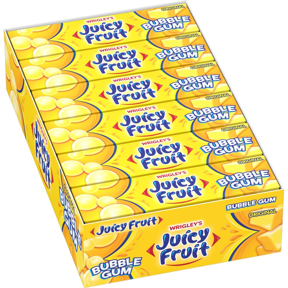 Juicy Fruit Gum Original Bubble Chewing Gum – 5 Pieces per Pack, 18 Packs