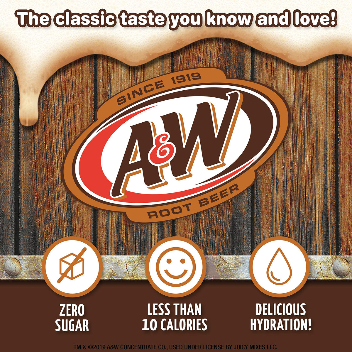 Juicy Mixes A&W Root Beer Powder Drink Mix – Sugar Free, Makes 72 Flavored Water Beverages