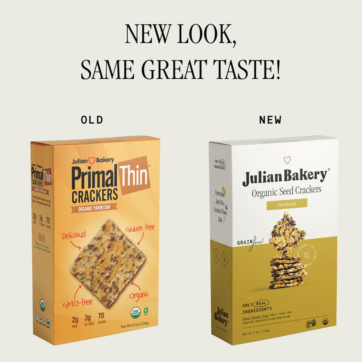 Julian Bakery Organic Primal Thin Crackers – Parmesan, Gluten-Free, Low Carb