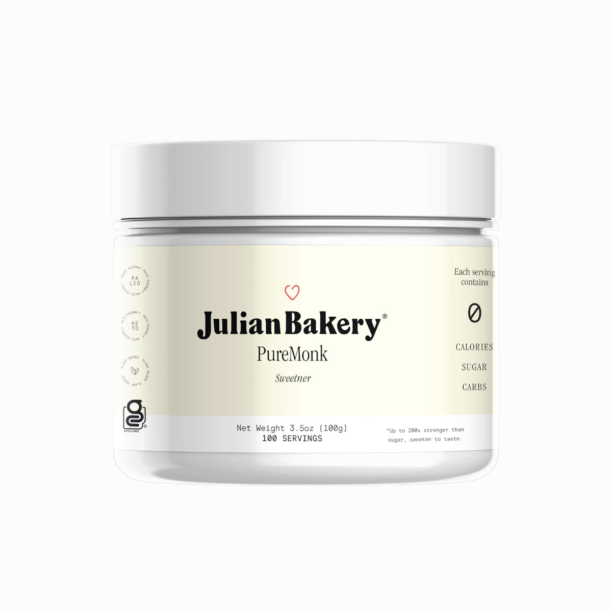 Julian Bakery Pure Monk Sweetener – v25% Monk Fruit Extract, Sugar Free, 3.5oz (100 Servings)