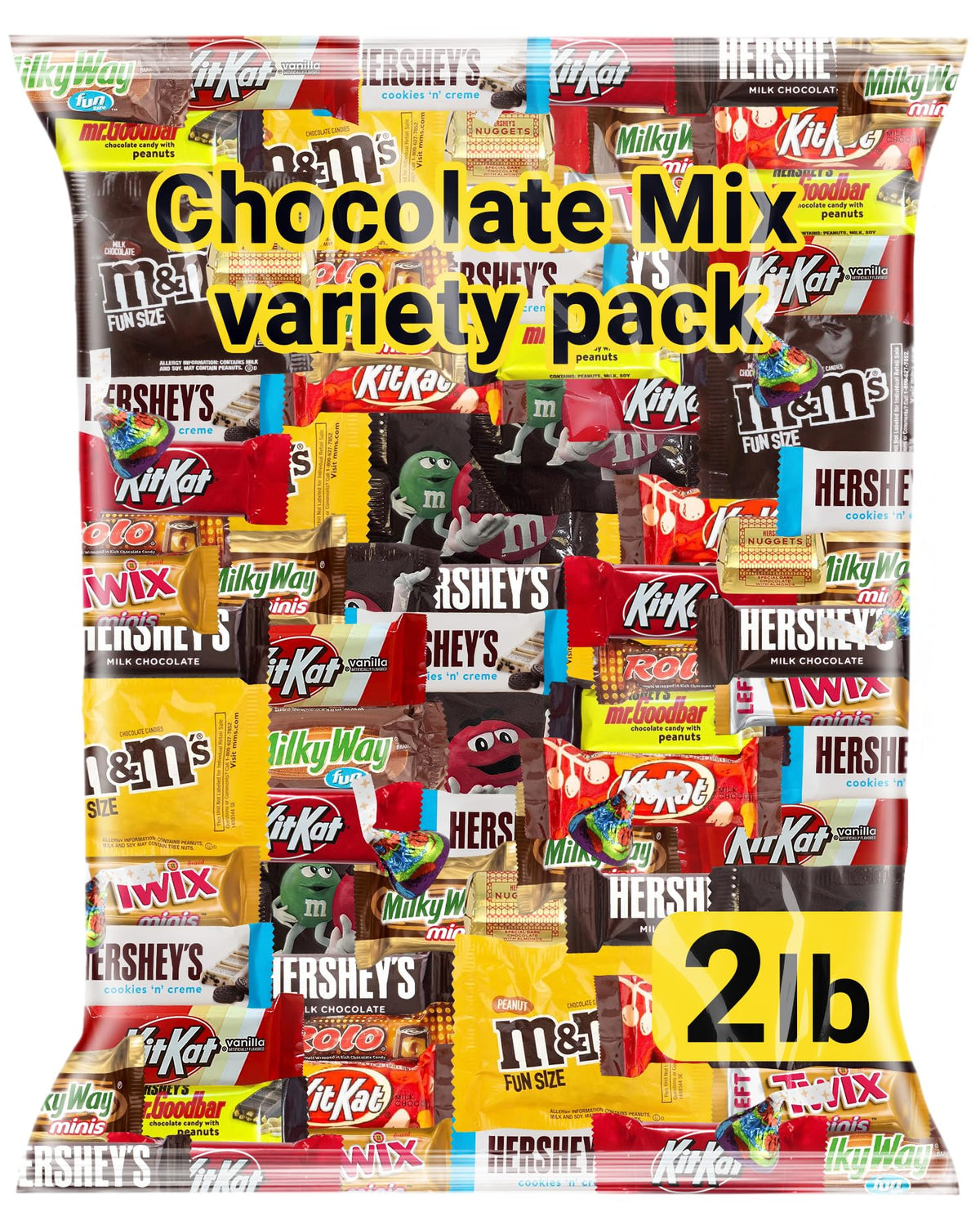 Jumblet Chocolate Assorted Bulk Candy Variety Pack 2lb – Mini Milk & Dark Chocolate Bars, Individually Wrapped