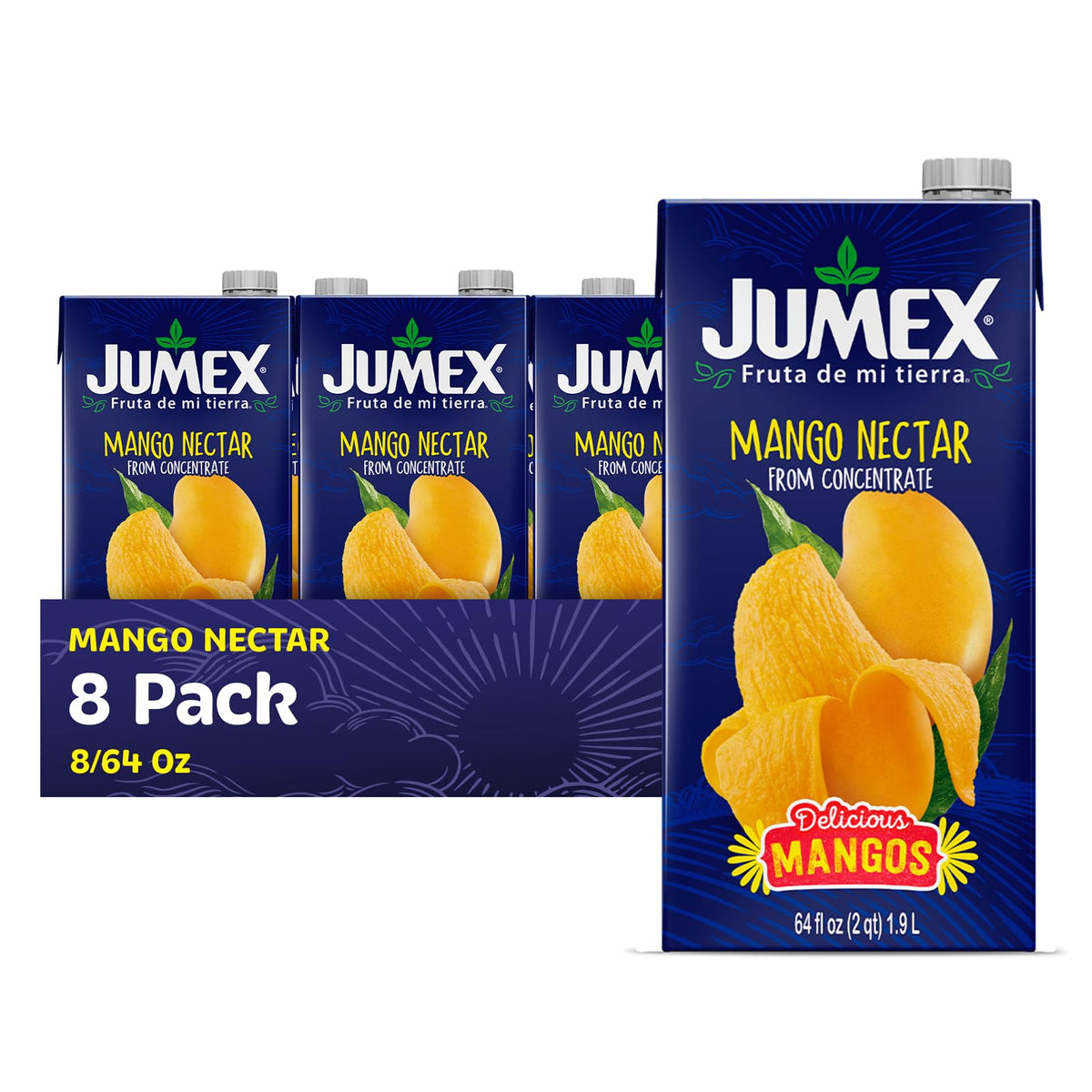 Jumex Mango Nectar – Mango Juice Nectar with Fresh Fruit Puree (64oz, 8 Pack Carton)