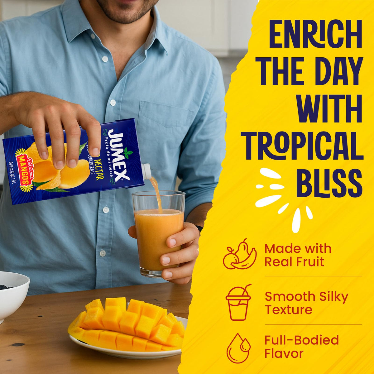 Jumex Mango Nectar – Mango Juice Nectar with Fresh Fruit Puree (64oz, 8 Pack Carton)