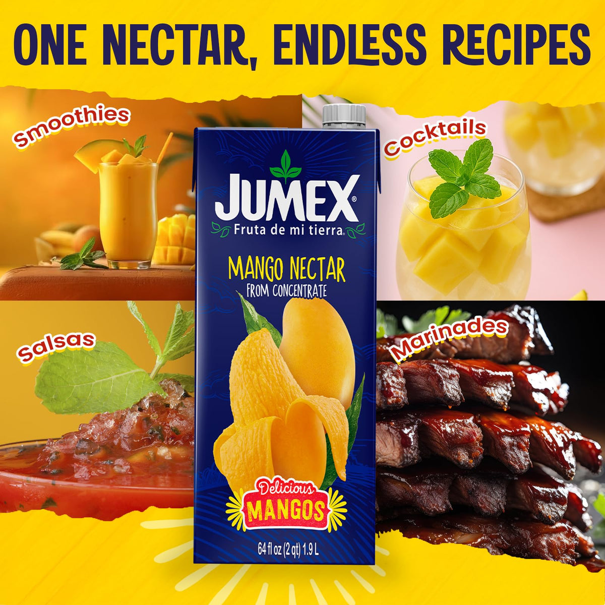 Jumex Mango Nectar – Mango Juice Nectar with Fresh Fruit Puree (64oz, 8 Pack Carton)
