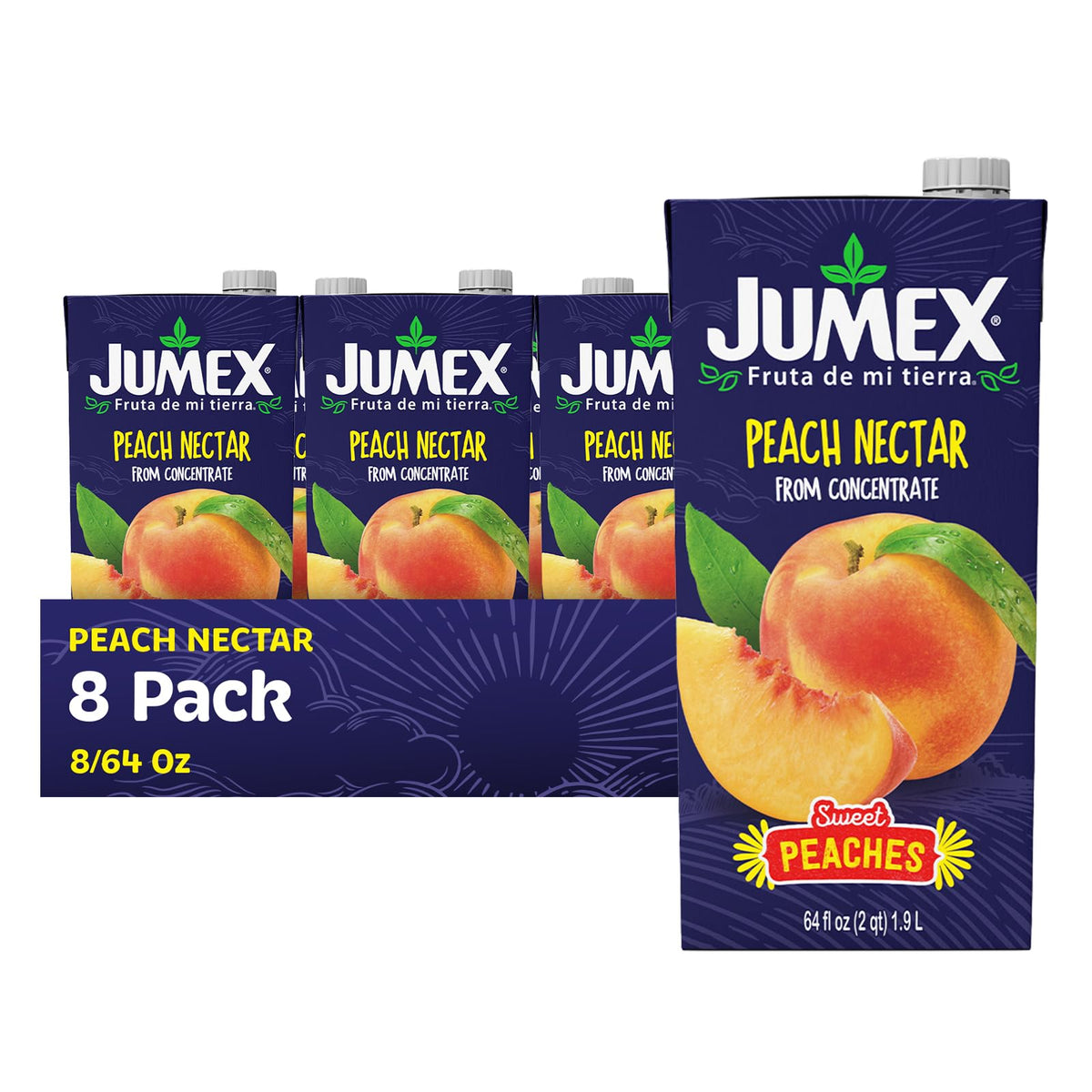 Jumex Peach Nectar – Fresh Peach Puree, 64oz, 8-Pack