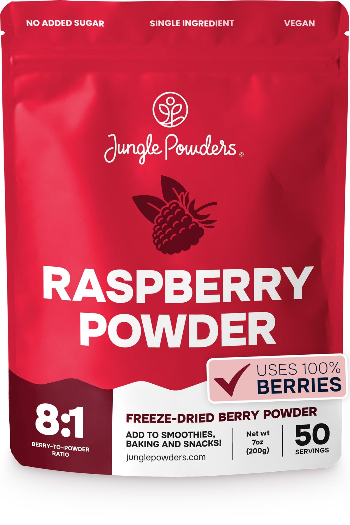 Jungle Powders Freeze Dried Raspberry Powder 7 oz – Unsweetened Red Berry Powder for Baking
