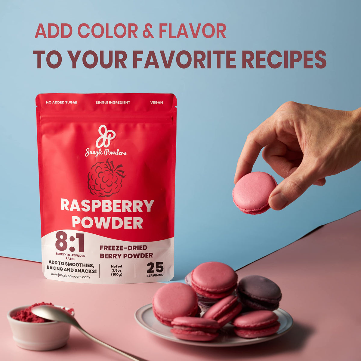 Jungle Powders Freeze Dried Raspberry Powder 7 oz – Unsweetened Red Berry Powder for Baking