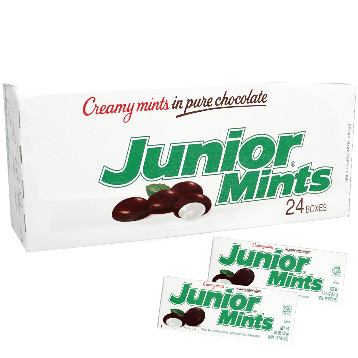 Junior Mints, 1.84-Ounce Boxes (Pack of 24) | Mint Chocolate Candy
