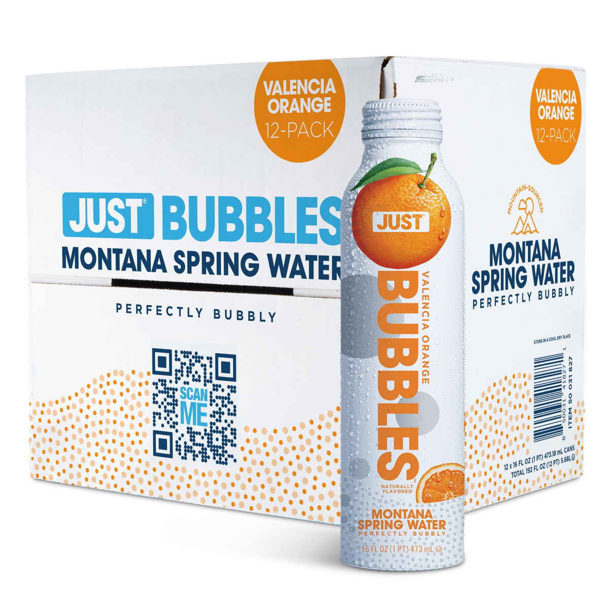 JUST Bubbles Valencia Orange – Premium Sparkling Spring Water in a Reusable Aluminum Bottle