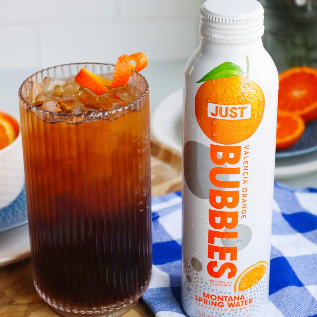 JUST Bubbles Valencia Orange – Premium Sparkling Spring Water in a Reusable Aluminum Bottle