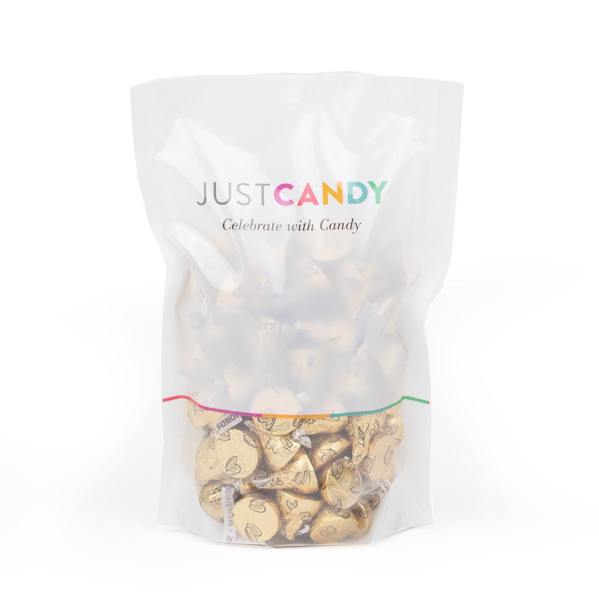 Just Candy 180 Pcs Gold Milk Chocolate Kisses with Almonds – 1.8 lbs