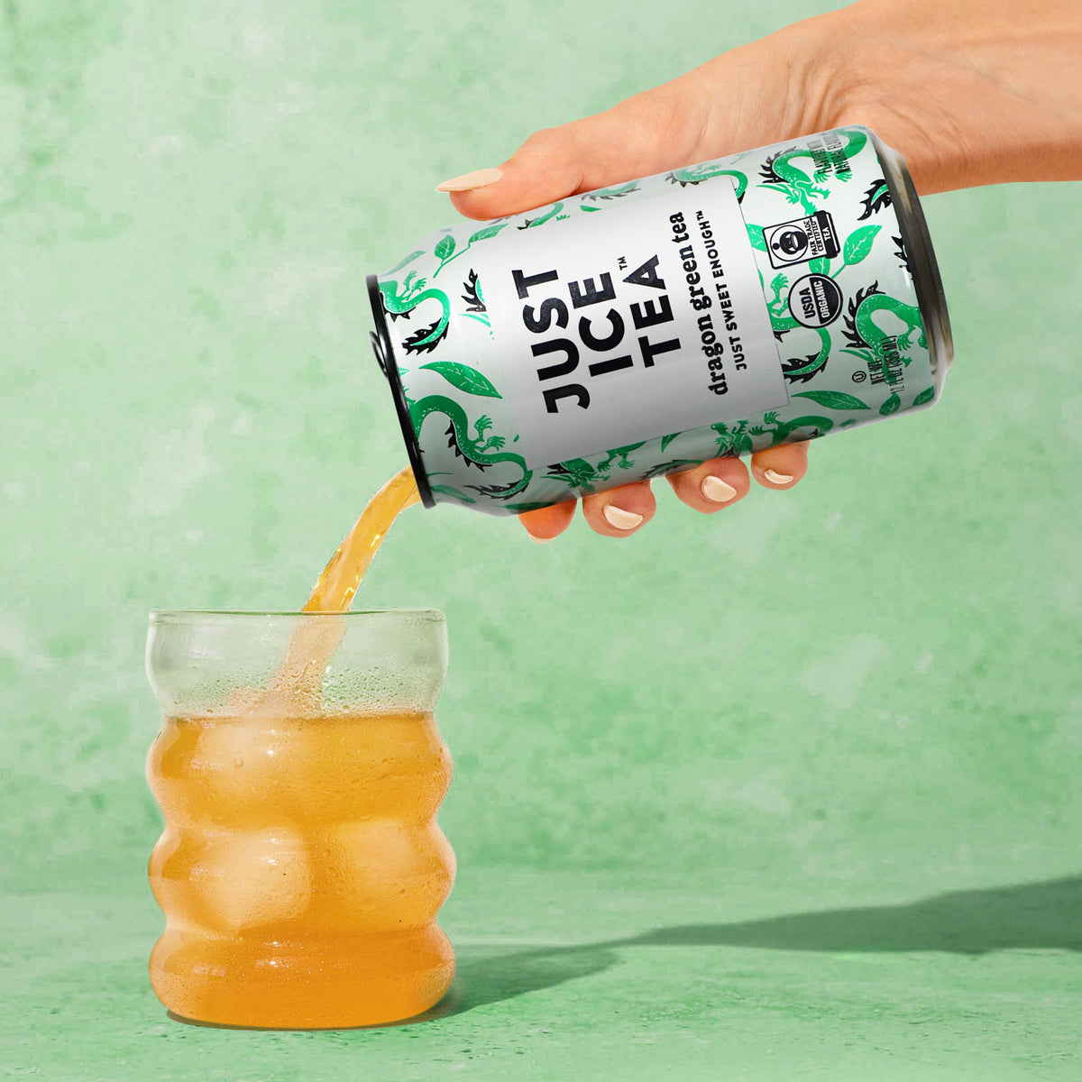 Just Ice Tea Dragon Green Iced Tea - 12-Pack (12oz Cans) | Organic, Real Brewed, Low Calorie, Fair Trade, Made in USA