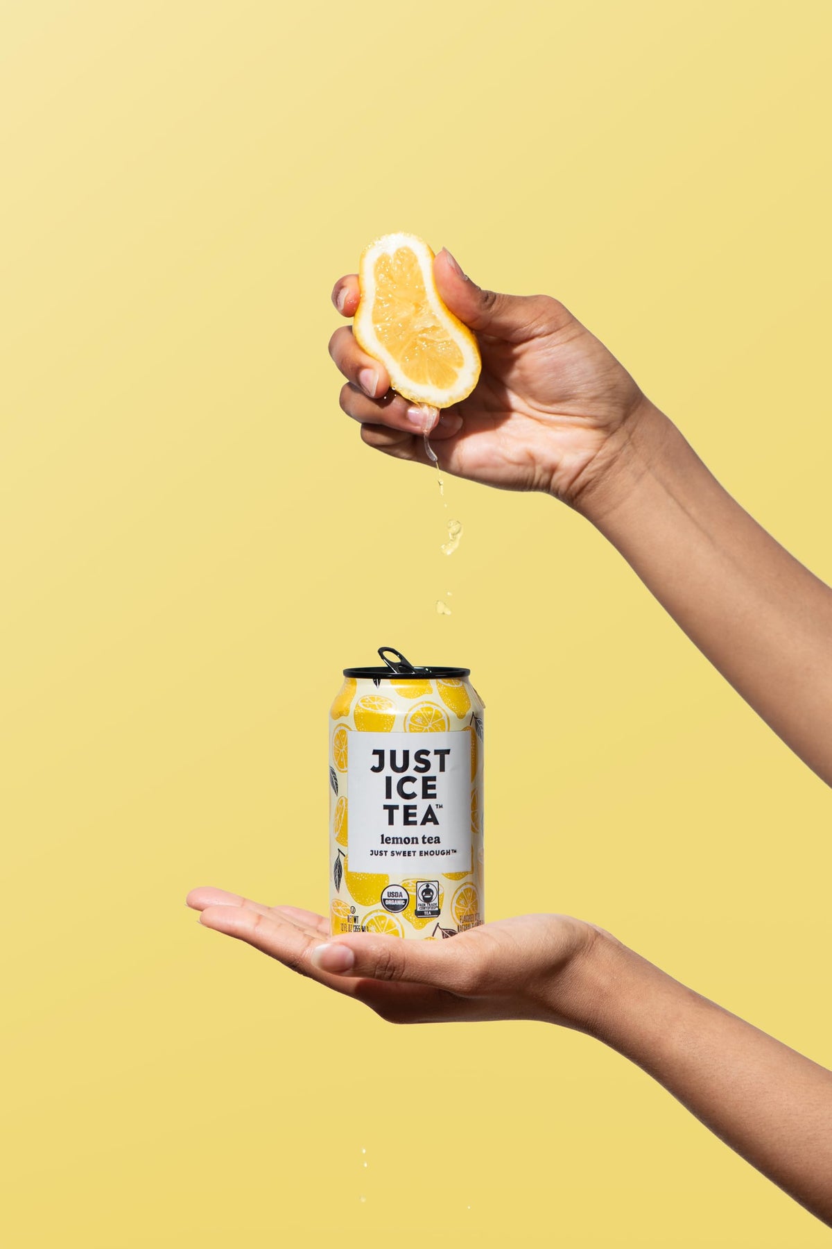 Just Ice Tea Lemon Flavored Black Iced Tea – 12-Pack (12oz Cans), Real Brewed, USDA Organic, Low Calorie, Fair Trade, Made in USA