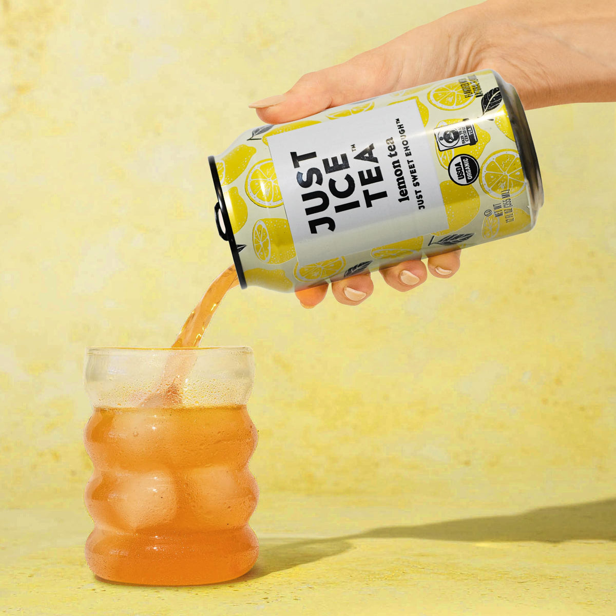 Just Ice Tea Lemon Flavored Black Iced Tea – 12-Pack (12oz Cans), Real Brewed, USDA Organic, Low Calorie, Fair Trade, Made in USA