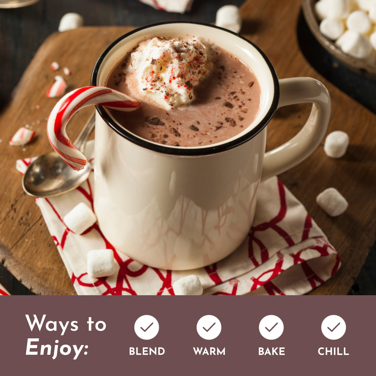 Just Ingredients Superfood Hot Chocolate | 25 Servings, No Sugar Added, Organic Cacao, Collagen & Adaptogens
