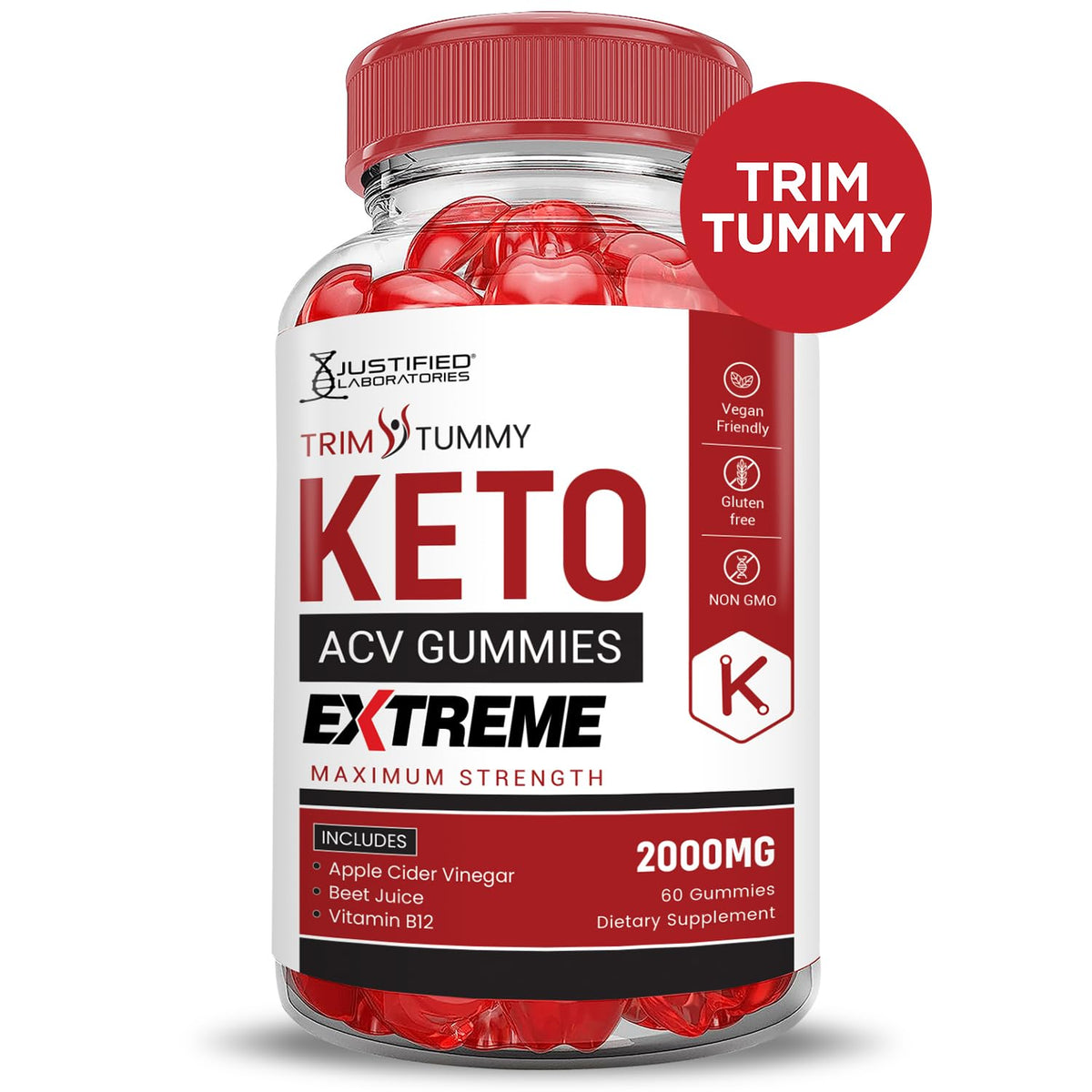 Justified Laboratories Trim Tummy Keto ACV Gummies Extreme 3-Pack 2000MG