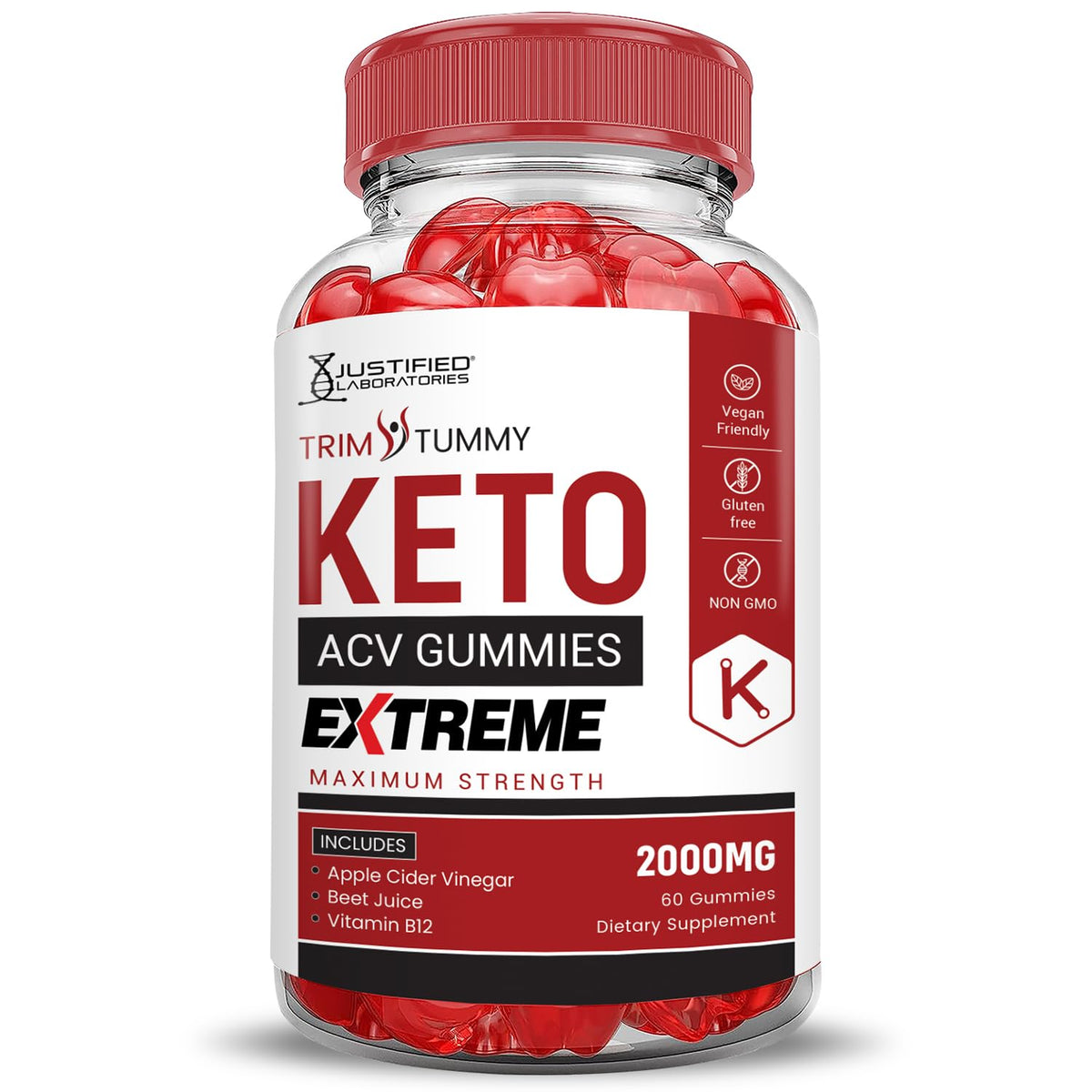 Justified Laboratories Trim Tummy Keto ACV Gummies Extreme 3-Pack 2000MG