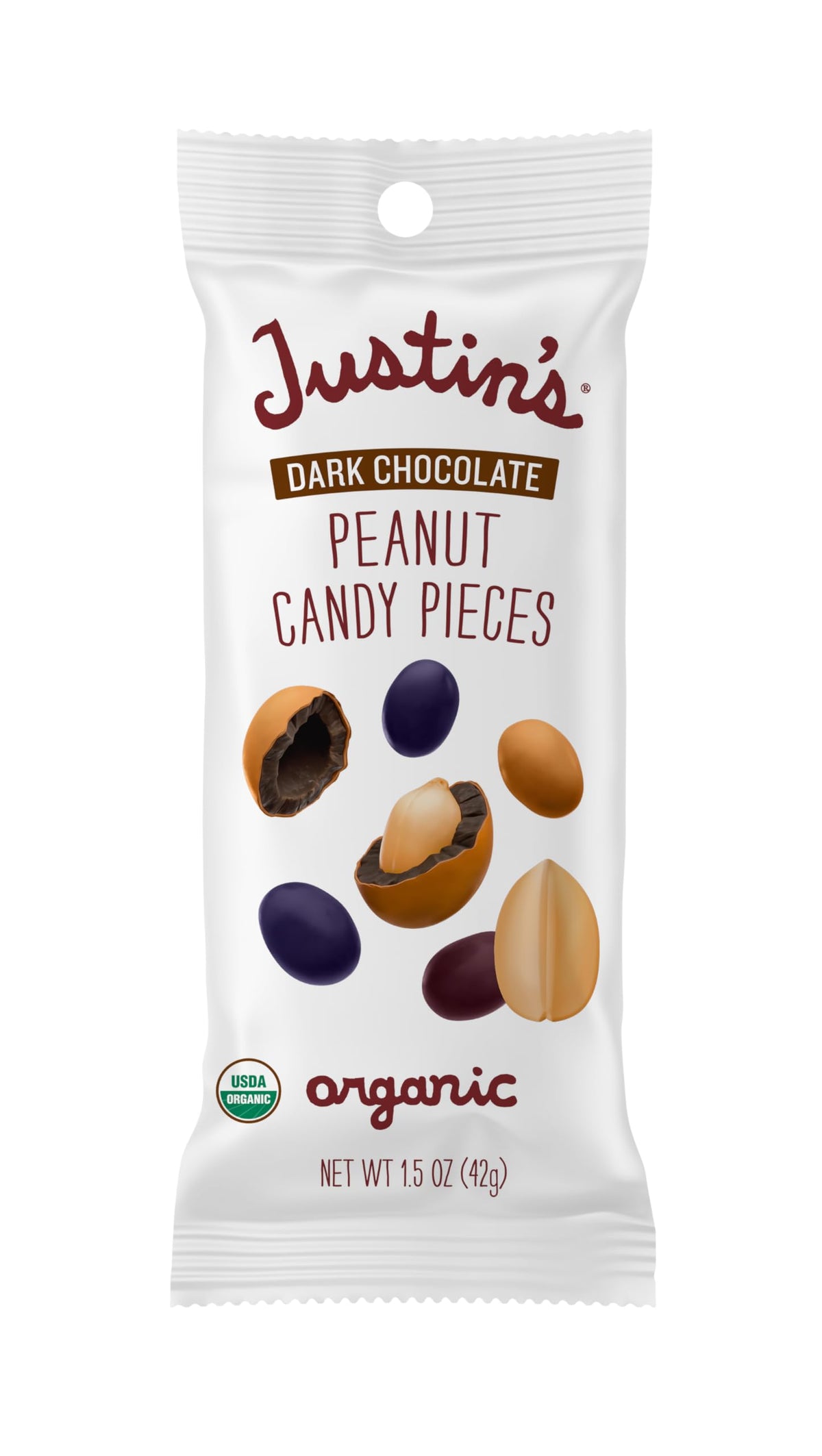 Justin's Dark Chocolate Peanut Candy Pieces — 12 Pack (1.5oz each) | Organic, Gluten Free, Non-GMO