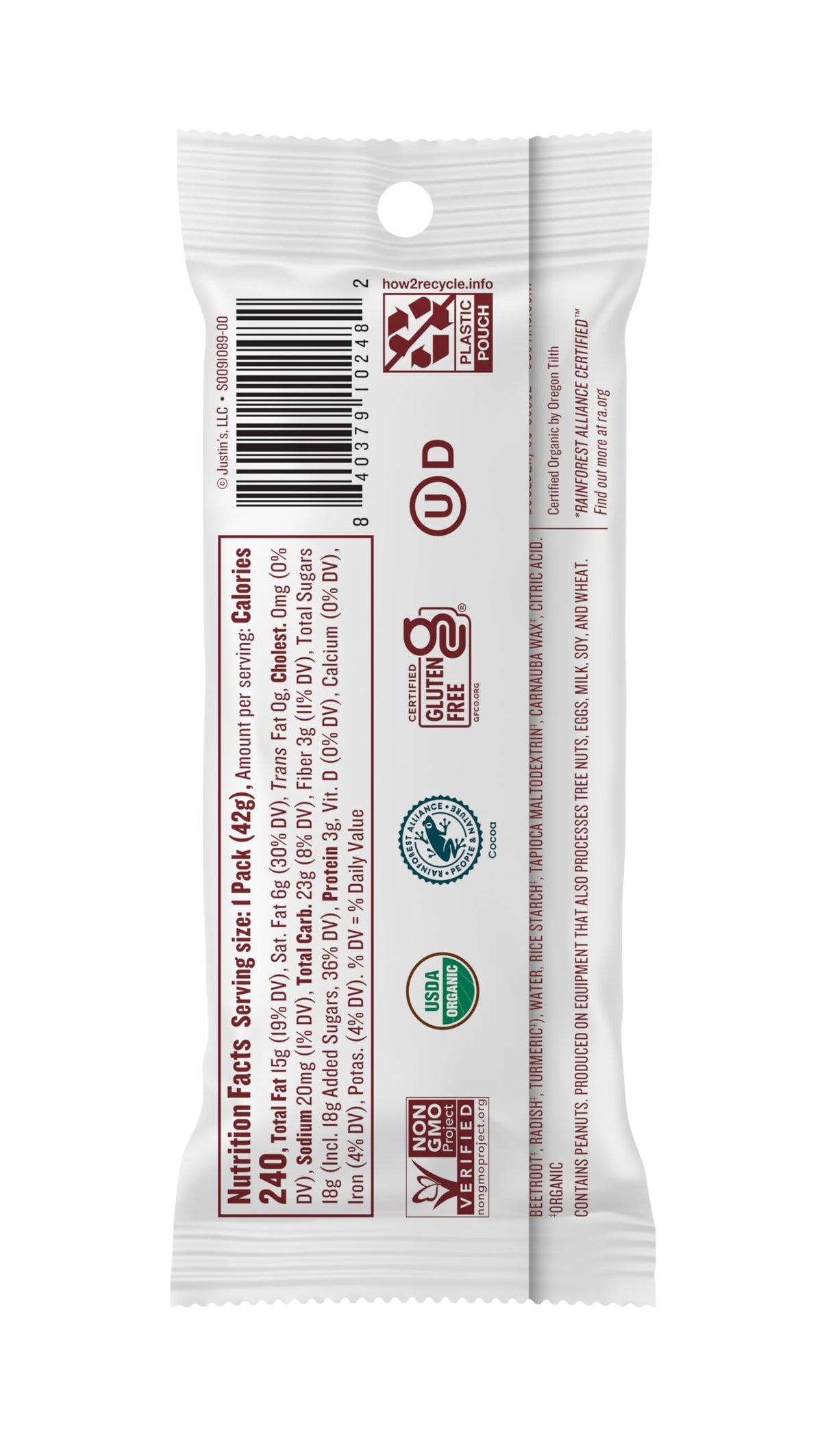 Justin's Dark Chocolate Peanut Candy Pieces — 12 Pack (1.5oz each) | Organic, Gluten Free, Non-GMO