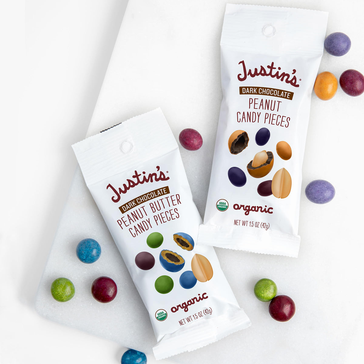 Justin's Dark Chocolate Peanut Candy Pieces — 12 Pack (1.5oz each) | Organic, Gluten Free, Non-GMO