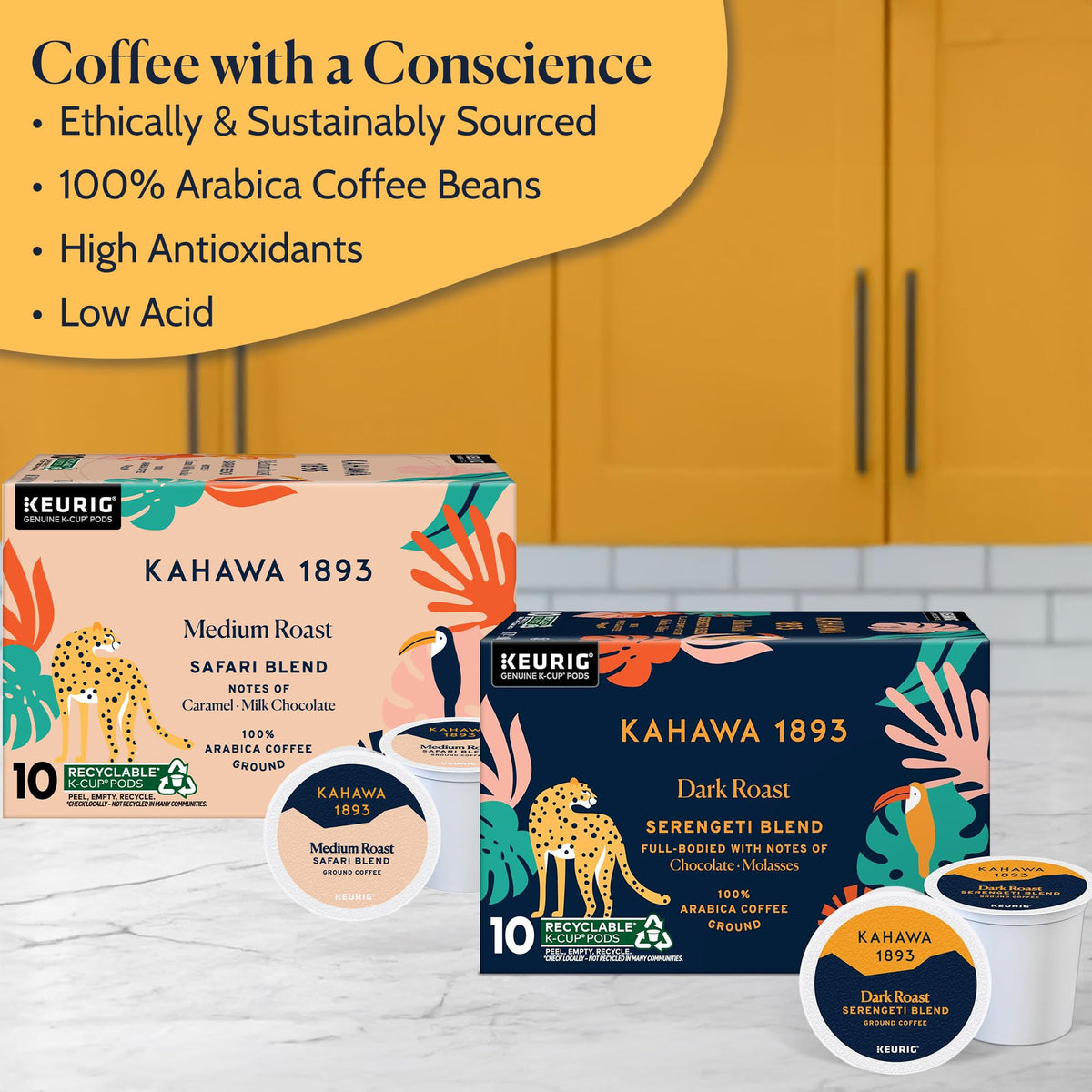 KAHAWA 1893 Variety Pack Coffee K-Cup Pods – Safari & Serengeti Blend (40 Count) | As Seen on Shark Tank | Ethically Sourced