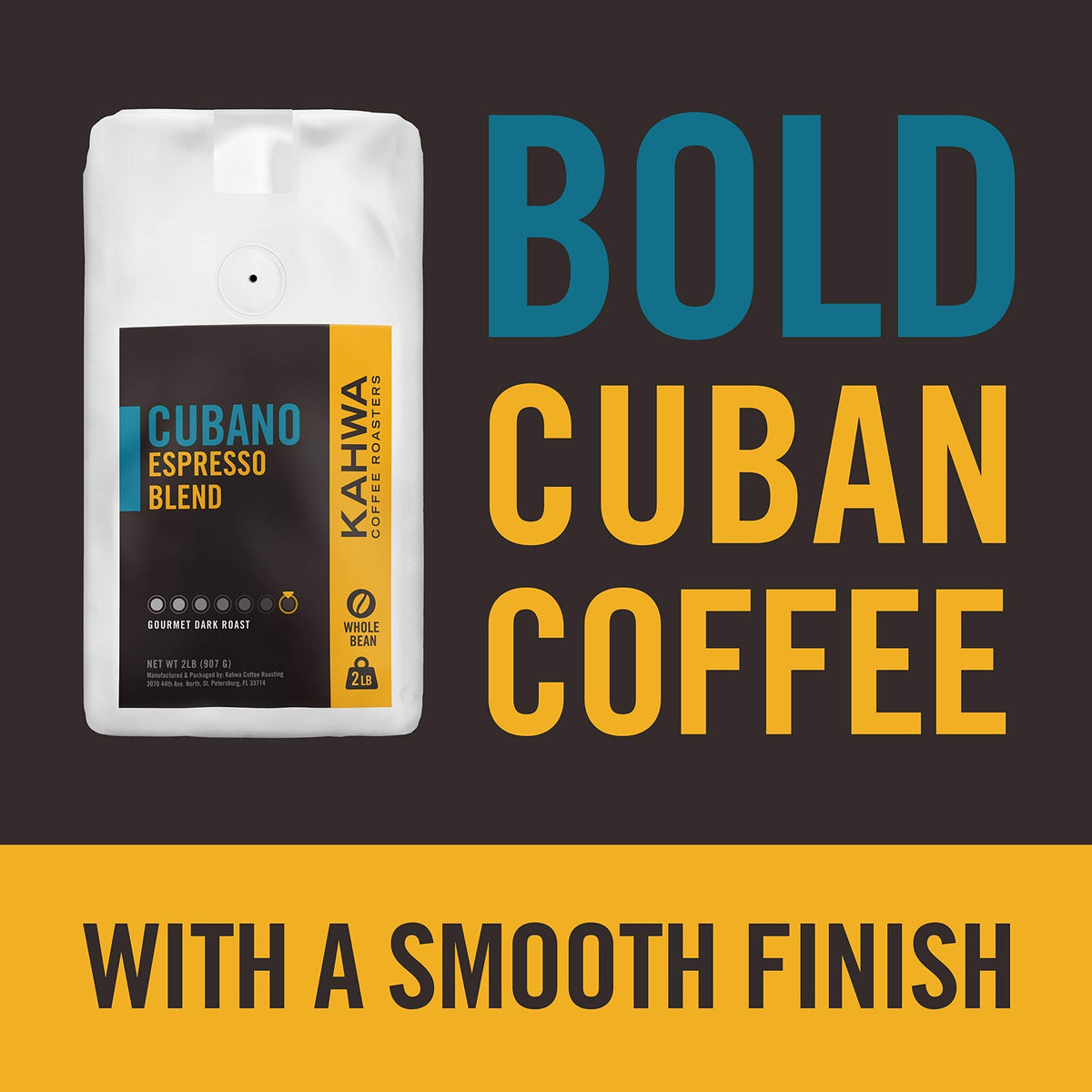 Kahwa Cuban Coffee Beans Cubano Dark Roast Espresso Blend – 2 lb Bag