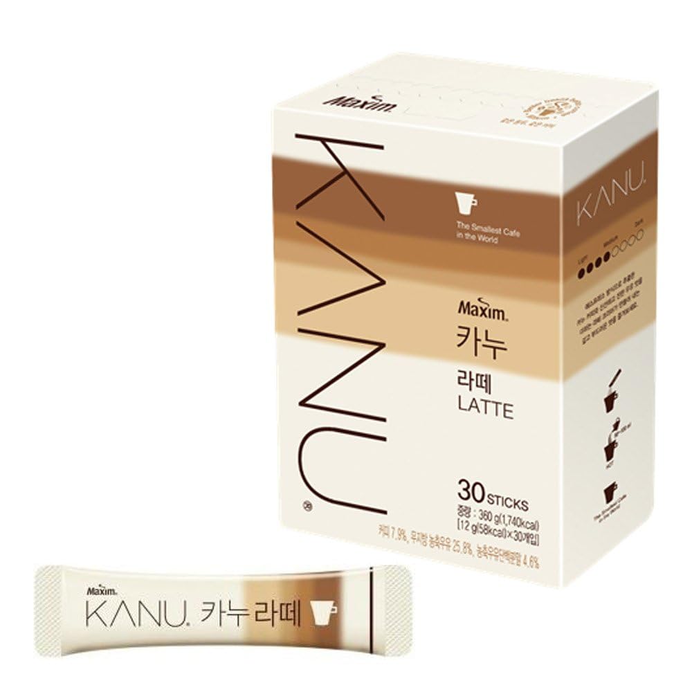 KANU Latte Coffee 30T1BOX – Made in Korea, Decaf Instant Ground Latte