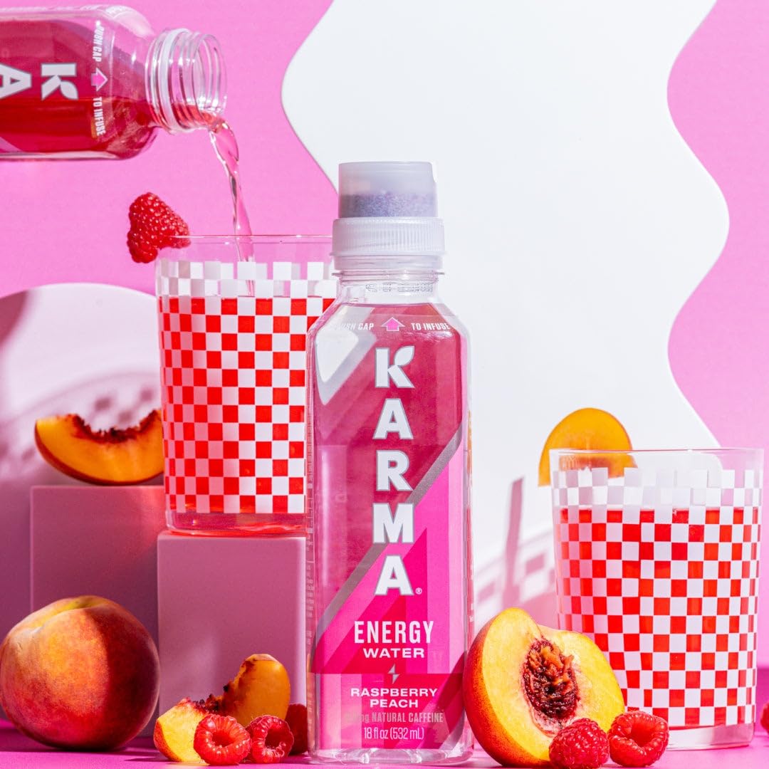 Karma Energy Drink – 12 Pack Raspberry Peach | Cognizin Nootropics & Immune Vitamins