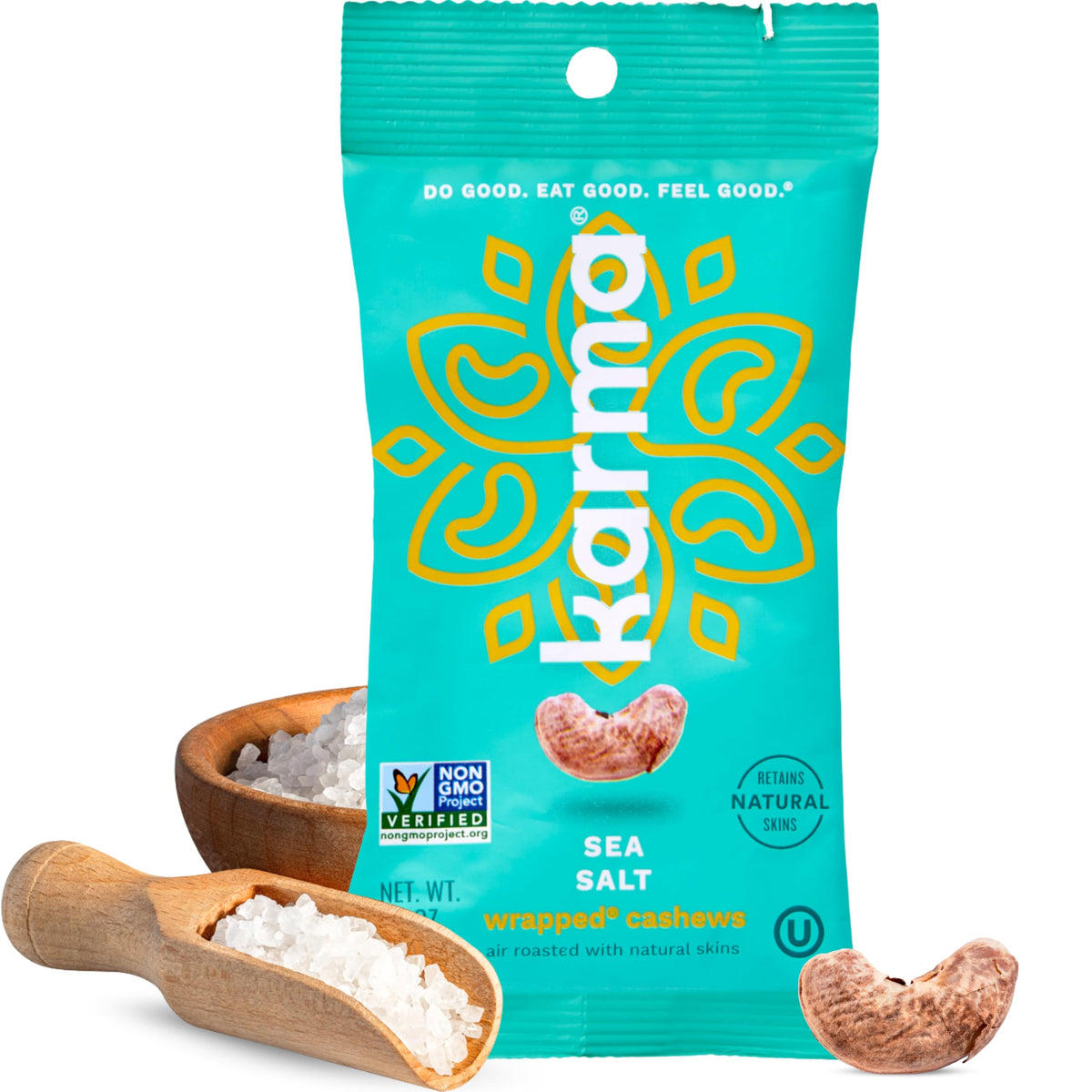 Karma Nuts Sea Salt Cashews — Air Roasted, Vegan, Gluten Free, Low Net Carb Snack (1.5 oz, 12 Pack)